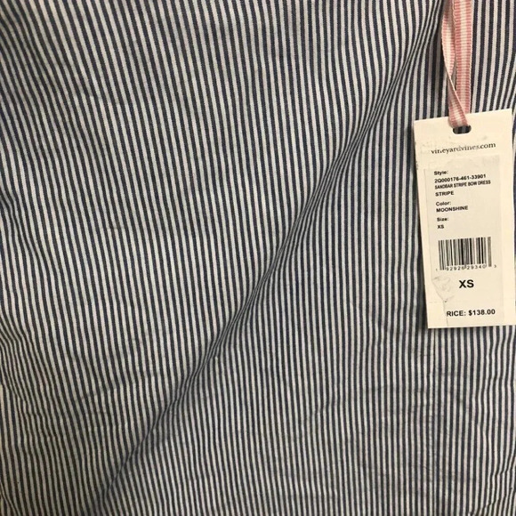 Vineyard Vines Moonshine Sandbar Strip Bow Sleeveless V-Neck Dress Size XS NWT - Picture 9 of 13